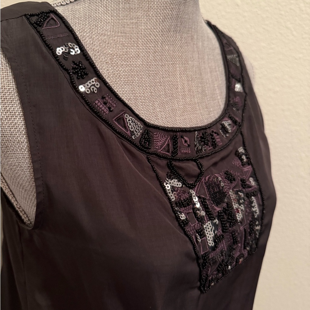 Outback Red Tank Top Beaded Sequin Sleeveless Gray | S - Picture 3 of 9